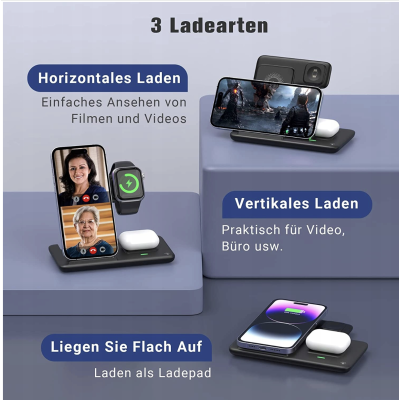 Bezprzewodowa stacja ładująca 3w1 Z11 czarna