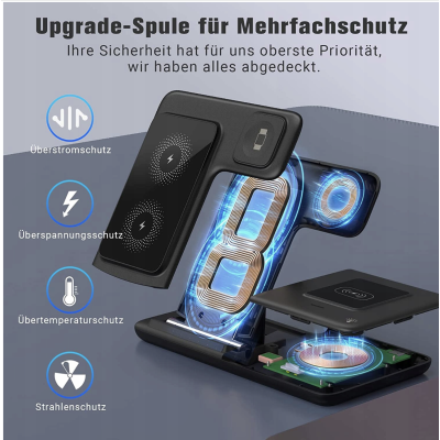 Bezprzewodowa stacja ładująca 3w1 Z11 czarna