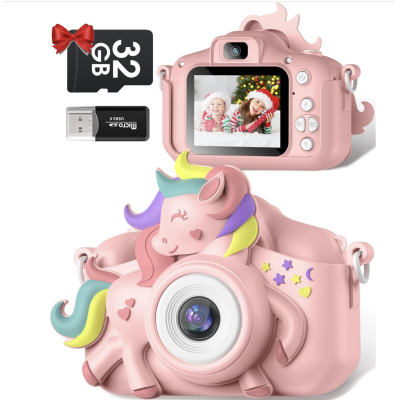 Aparat cyfrowy dla dzieci Gofunly różowy jednorożec
