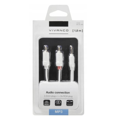 Kabel 3,5mm - 2xRCA 1,8m VIVANCO biały