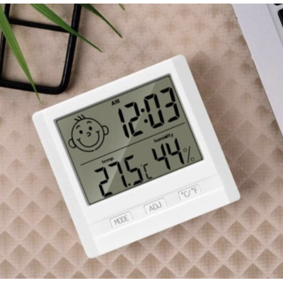 Termometr cyfrowy z higrometrem LCD biały