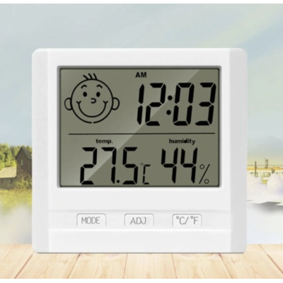 Termometr cyfrowy z higrometrem LCD biały