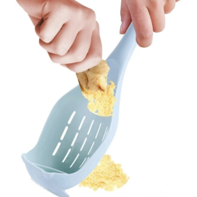 Łyżka Kuchenna Wielofunkcyjna Łyżka Cedzakowa Tarka 2szt 29cm niebieskie