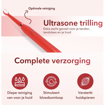 Szczoteczka soniczna do oczyszczania twarzy mycia zębów zestaw 3w1 czerwona Beauty Rytmz
